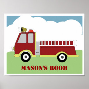 Motor Feuerwehrauto Personalisierte Kunst drucken Poster