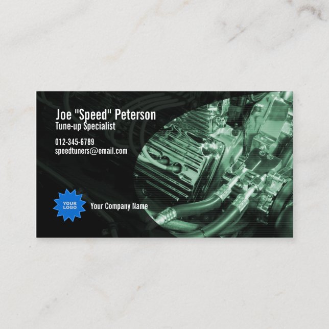 Motor Green Car Service Business Card Visitenkarte (Vorderseite)