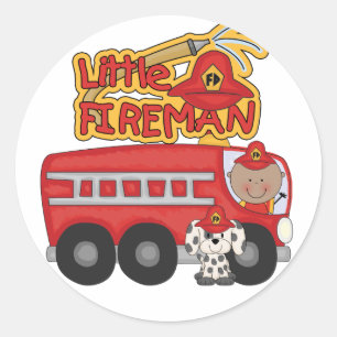 Motor Little Fireman American Tshirts Runder Aufkleber
