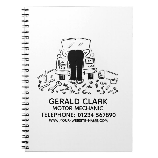 Motor Mechanic Notebook Notizblock (Vorderseite)