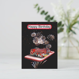 Motor mit Feuerwerkskörpern, Postkarte