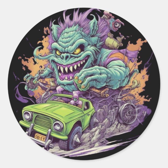 MOTOR MONSTER Round Sticker (Vorderseite)