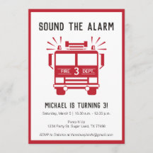 Motor- oder Feuerwehrfahrzeuge Einladung zur Gebur