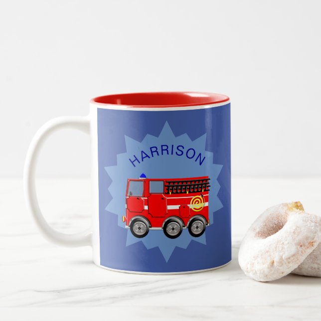 Motor Personalisiert Boys Niedlich Zweifarbige Tasse (Mit Donut)