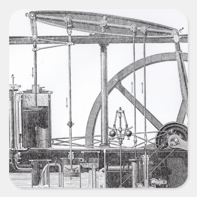 Motor Quadratischer Aufkleber (Vorderseite)