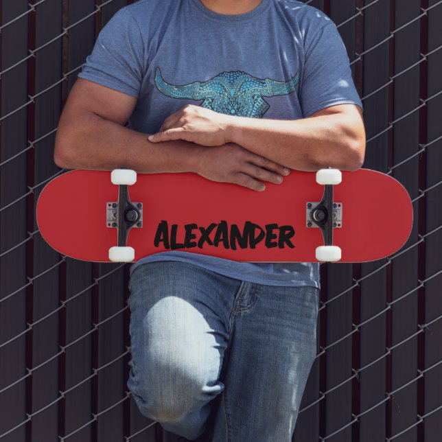 Motor Red Modern Name | Klassische Trendy Skateboard (Außenbereich 3)