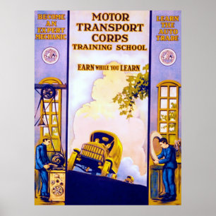 Motor Transport Corps ~ Vintager Weltkrieg 1. Poster