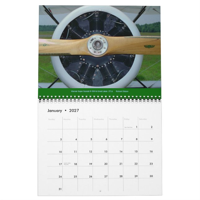 Motor von Luftfahrzeugen 15 Monate 2012 Kalender (Jan 2027)