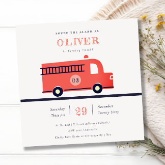 Motor von Red Navy Fire Truck jedes Alter Geburtst Dankeskarte