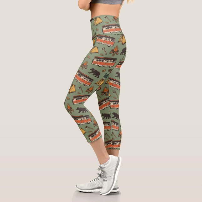 Motor Zuhause Camp Abenteuer Muster Capri Leggings (Links)