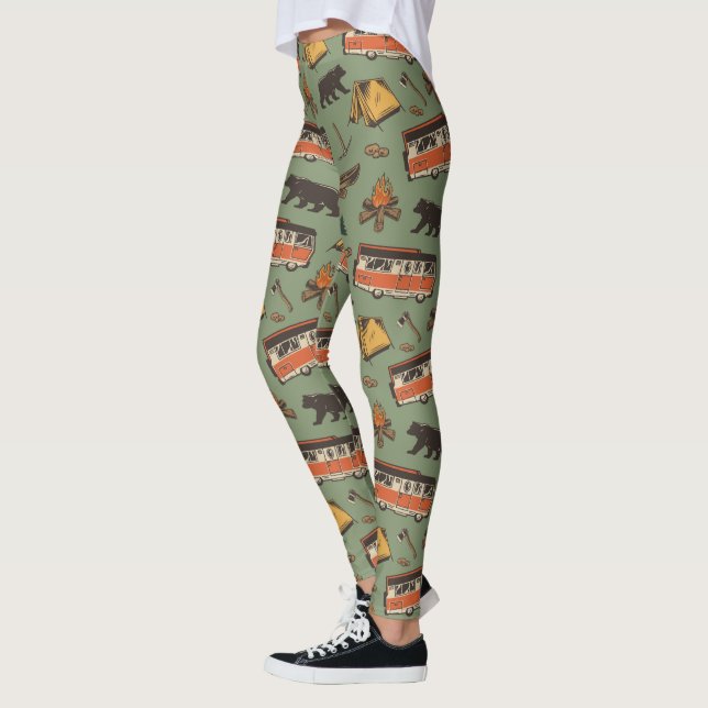 Motor Zuhause Camp Abenteuer Muster Leggings (Links)