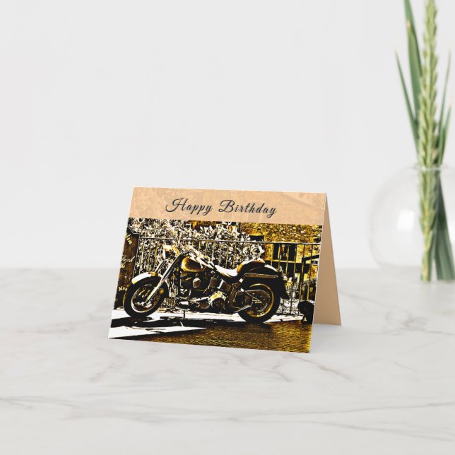 Motorbike in Ancient Valbonne France Birthday Karte (Vorderseite)