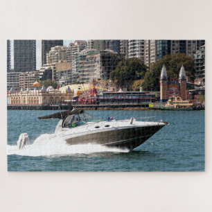 Motorboot auf dem Sydney Harbour, Australien Puzzle