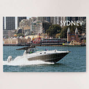 Motorboot auf dem Sydney Harbour, Australien Puzzle