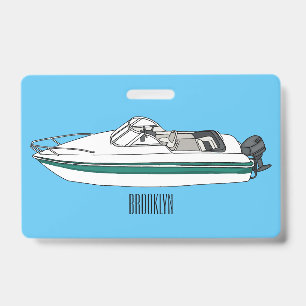 Motorboot Cartoon-Illustration  Ausweis