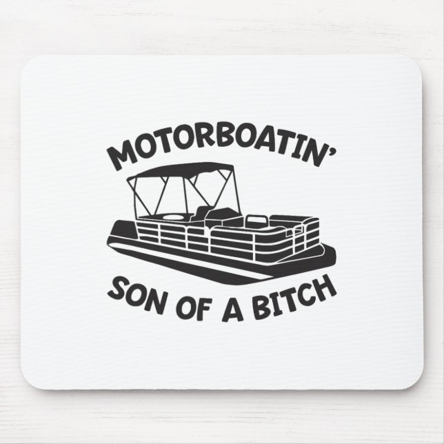 Motorboot fahrender Sohn eines Pontonboots Lustige Mousepad (Vorne)