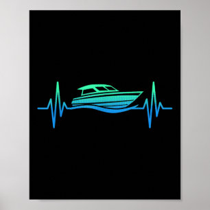 Motorboot Herzschlag Motorboating Kapitän Poster