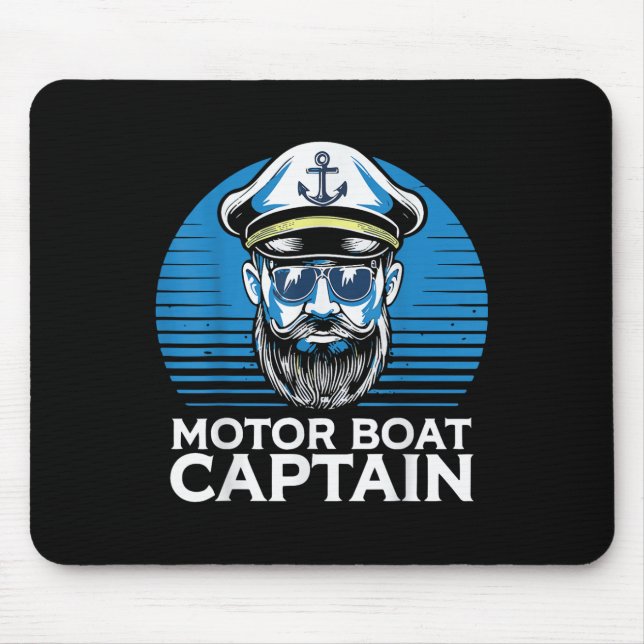 Motorboot Kapitän Cool Nautical Retro Seemann Ozea Mousepad (Vorne)