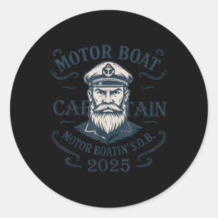 Motorboot Kapitän Funny Pontoon Boot Motor Bootmot Runder Aufkleber