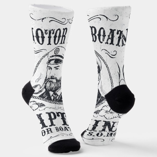 Motorboot Kapitän Funny Pontoon Boot Socken (Gewinkelt)