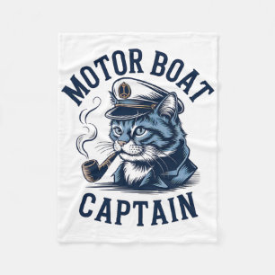 Motorboot Kapitän Katze Shirt Lustig Angeln Ponton Fleecedecke