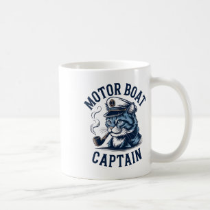 Motorboot Kapitän Katze Shirt Lustig Angeln Pontoo Kaffeetasse