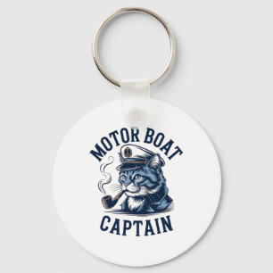 Motorboot Kapitän Katze Shirt Lustig Fischen Ponto Schlüsselanhänger