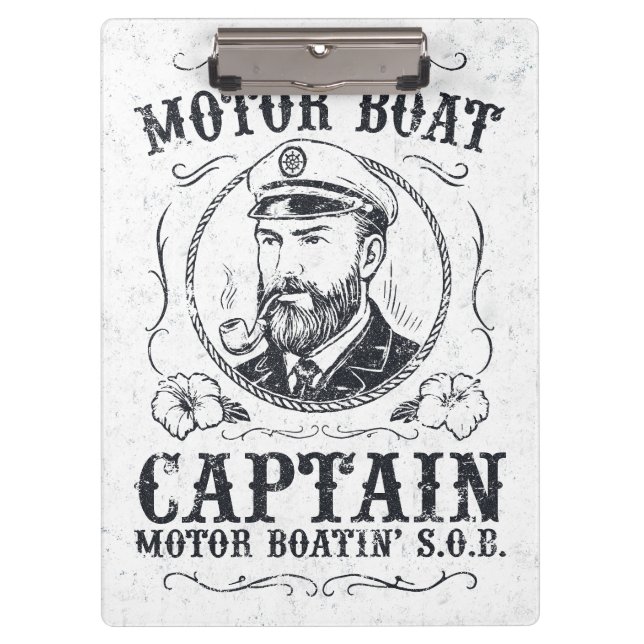 Motorboot Kapitän Lustig Pontoon Bootfahren Klemmbrett (Vorderseite)