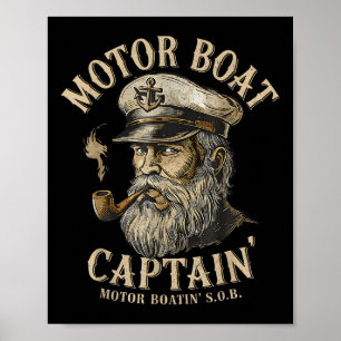 Motorboot Kapitän Lustig Pontoon Bootfahren Motorb Poster