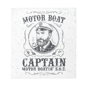 Motorboot Kapitän Lustig Pontoon Bootfahren Notizblock