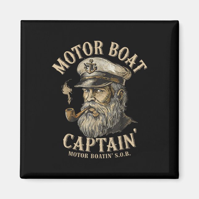 Motorboot Kapitän Lustig Pontoonbootfahren Motorbo Magnet (Vorne)