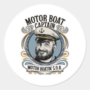 Motorboot Kapitän Lustiger Boots Humor Für Männer Runder Aufkleber
