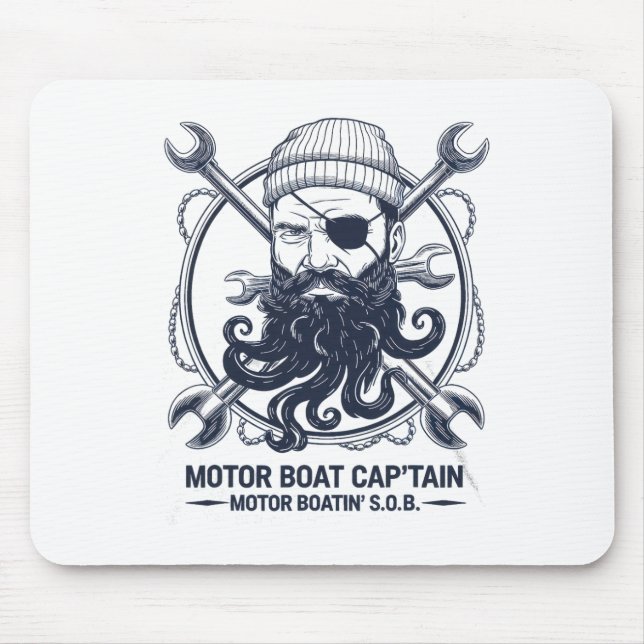 Motorboot Kapitän Männer Frauen Freundlich Pontoon Mousepad (Vorne)