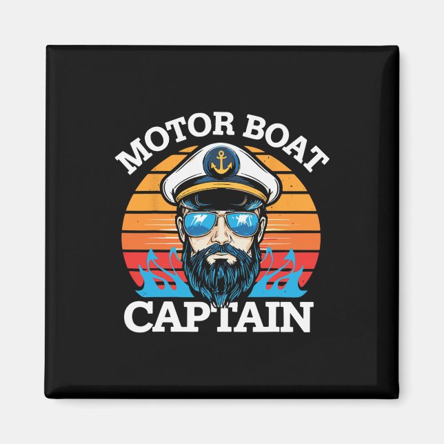Motorboot Kapitän Retro Nautical Cool Ocean Sailo Magnet (Vorne)