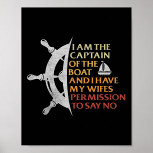 Motorboot Kapitän Sail Pontoon Boot Segler Spaß Poster