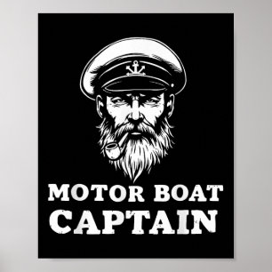 Motorboot Kapitän Tee Lustiges Bootsfahren Outfit Poster