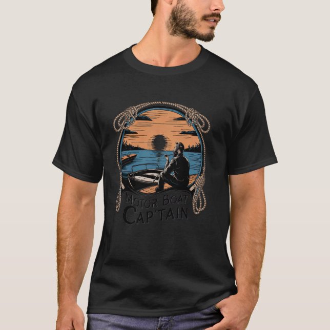 Motorboot Kapitän Tshirt Männer Frauen Chummy Pont (Vorderseite)
