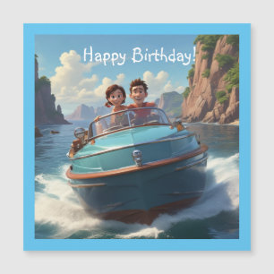 Motorboot Magnetic Birthday Card Magnetkarte
