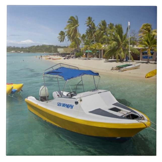 Motorboot und Bananenboot Fliese (Vorderseite)