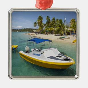Motorboot und Bananenboot Silbernes Ornament