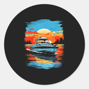 Motorboot-Yacht-Kreuzfahrt-Sommer-Schifffahrt  Runder Aufkleber