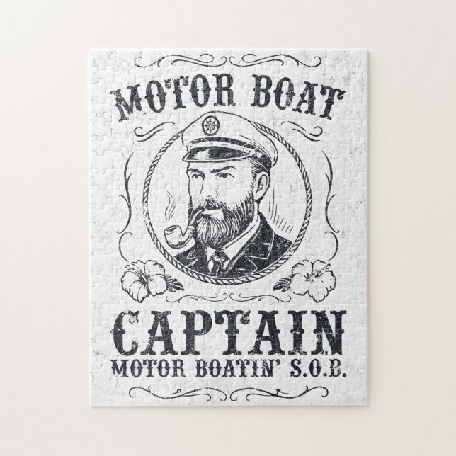 Motorbootkapitän Lustig Pontonbootfahren Puzzle (Vertikal)