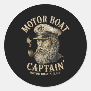 Motorbootkapitän Lustiger Pontoonboot-Motorboot Runder Aufkleber