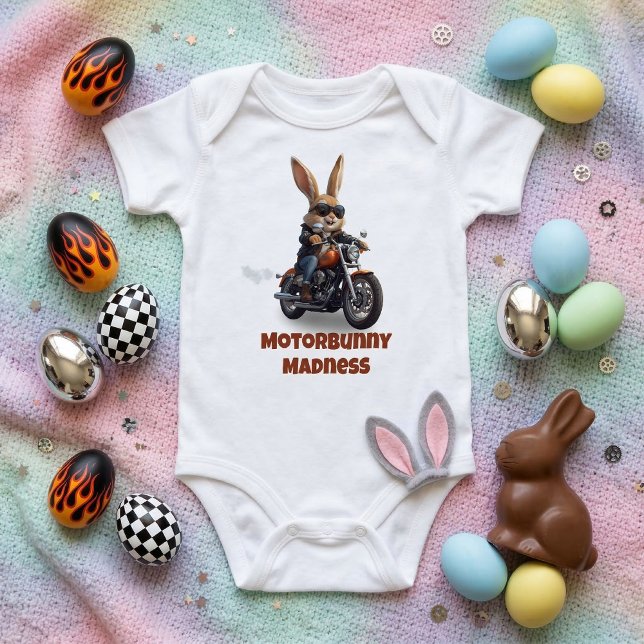 Motorbunny Madness - Cute Biker Rabbit Motorcycle Baby Strampler (Von Creator hochgeladen)
