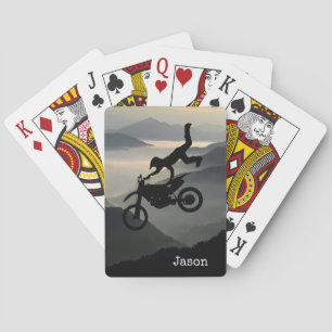 Motorcross-Motorrad-Berge-Spielkarten Spielkarten