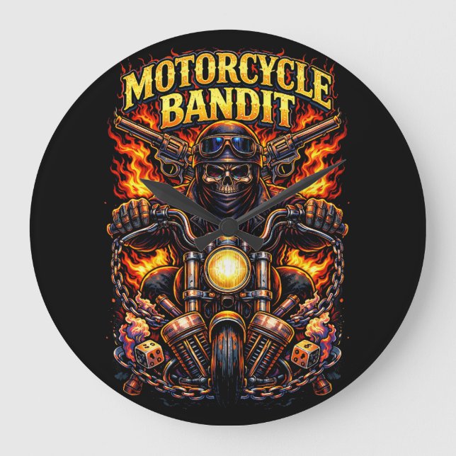 Motorcycle Bandit Große Wanduhr (Vorderseite)