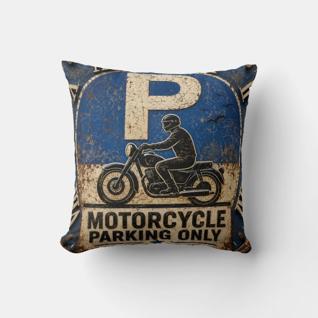 Motorcycle Biker Garage Decor Rustic Man Cave Wall Kissen (Vorderseite)