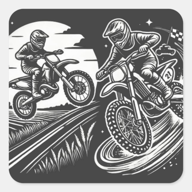 Motorcycle Biker Motocross Adventure Design Quadratischer Aufkleber (Vorderseite)