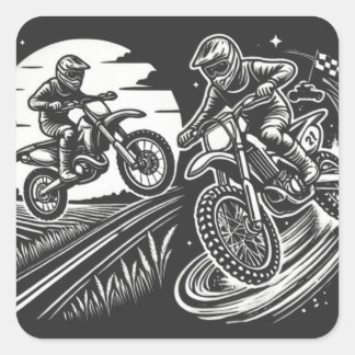 Motorcycle Biker Motocross Adventure Design Quadratischer Aufkleber