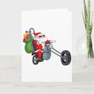 motorcycle biker santa claus feiertagskarte